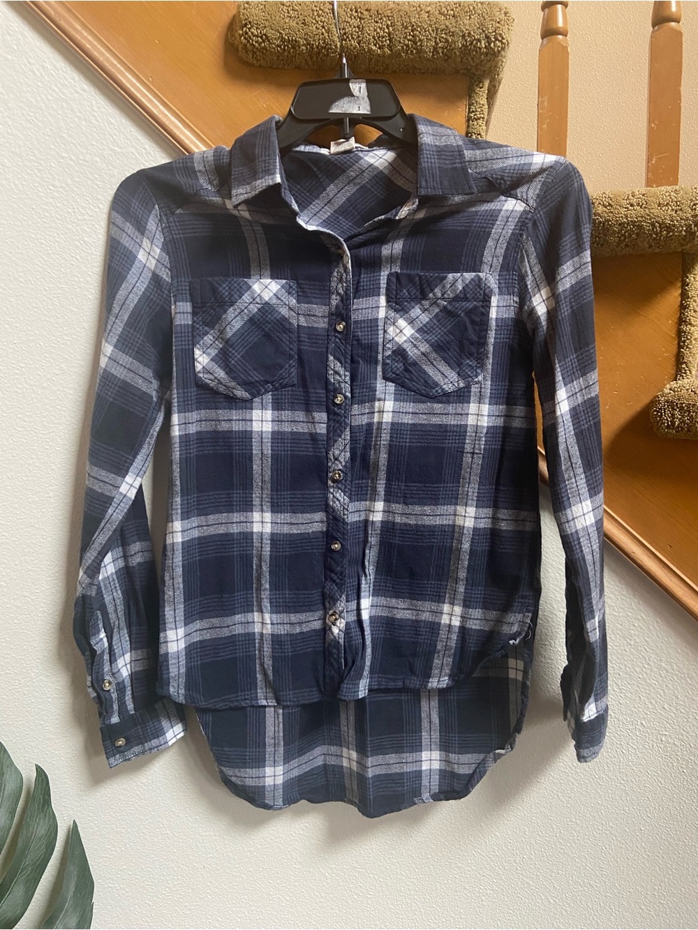 Love Notes Blue Flannel Button-Down Jacket/Shirt good condition womens size M